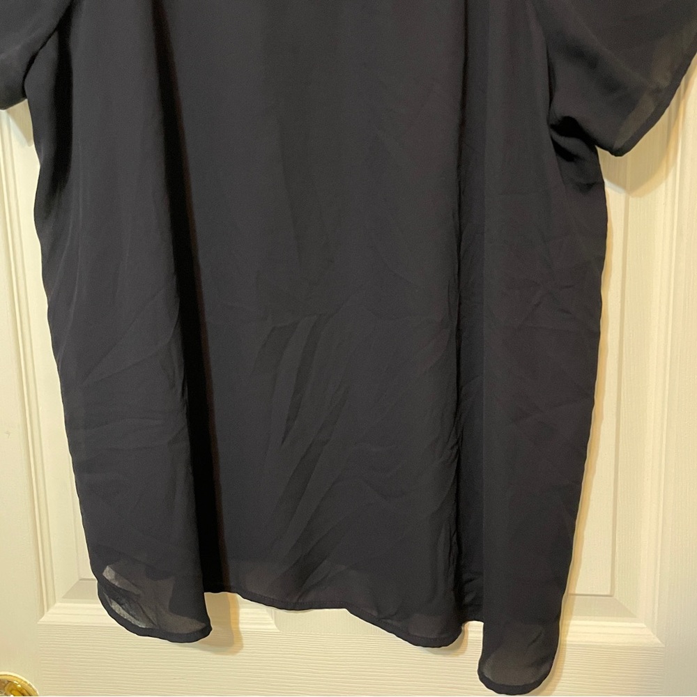 torrid Georgette Cage Front Top Short Sleeves Deep Black Strappy Plus Size 3X - Picture 8 of 11